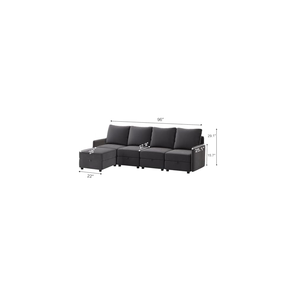 COMHOMA Convertible Sectional Sofa Couch Free Combination L/U Shaped Sofa with High Density Memory Foam Modular Oversized Cloud Couch for Living Room, Apartment and Small Space 5 Seaters