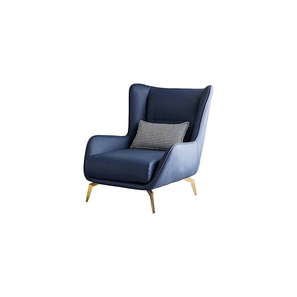 Accent Chair Contemporary Lounge Sofa Chair Living Room Chair High Back Extra-Thick Upholstered Chair with Armrests Microfiber Leather (Blue)