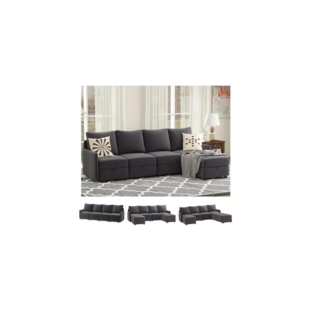COMHOMA Convertible Sectional Sofa Couch Free Combination L/U Shaped Sofa with High Density Memory Foam Modular Oversized Cloud Couch for Living Room, Apartment and Small Space 5 Seaters