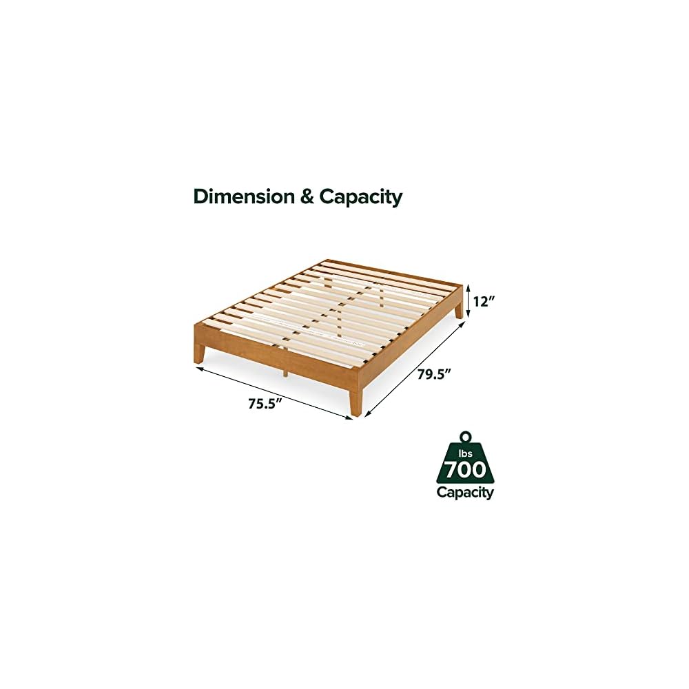 Zinus Alexis Deluxe Wood Platform Bed Frame, Solid Wood Foundation, No Box Spring Needed, Wood Slat Support, Easy Assembly, Rustic Pine, King