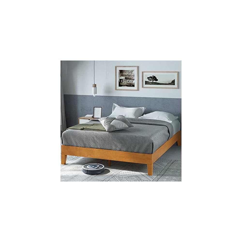Zinus Alexis Deluxe Wood Platform Bed Frame, Solid Wood Foundation, No Box Spring Needed, Wood Slat Support, Easy Assembly, Rustic Pine, King