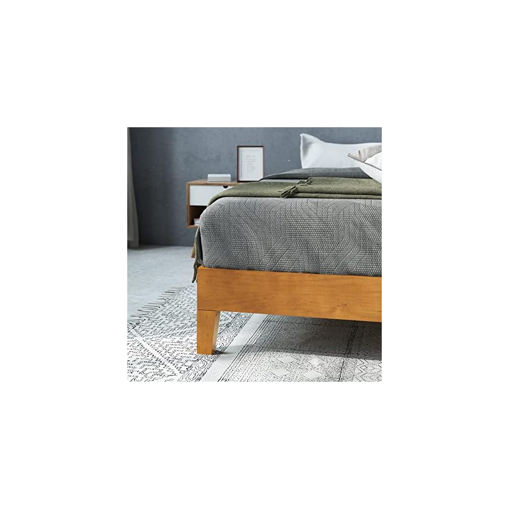 Zinus Alexis Deluxe Wood Platform Bed Frame, Solid Wood Foundation, No Box Spring Needed, Wood Slat Support, Easy Assembly, Rustic Pine, King