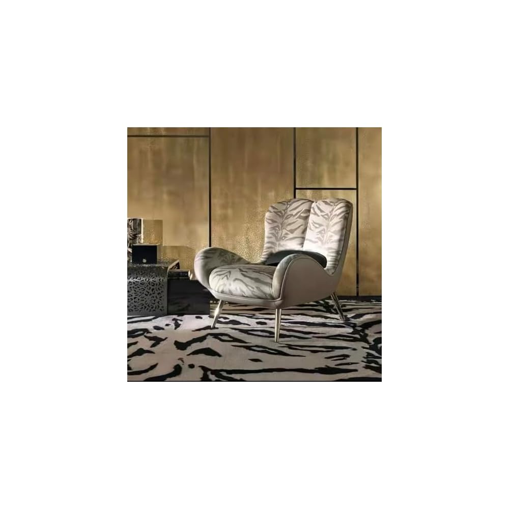 Modern Zebra Pattern Accent Chair, Luxury Upholstered Lounge Armchair for Living Room, Bedroom, Reading Nook and Contemporary Interiors (Multi-Color 3)