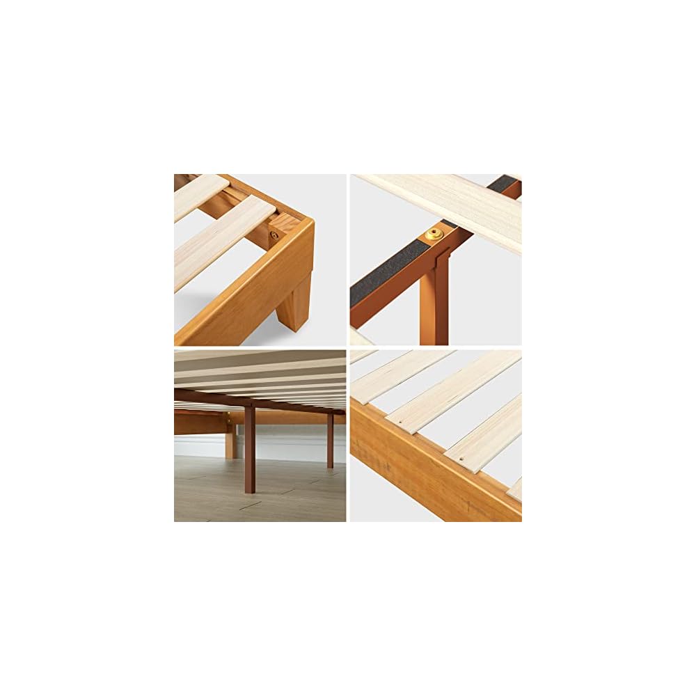 Zinus Alexis Deluxe Wood Platform Bed Frame, Solid Wood Foundation, No Box Spring Needed, Wood Slat Support, Easy Assembly, Rustic Pine, King