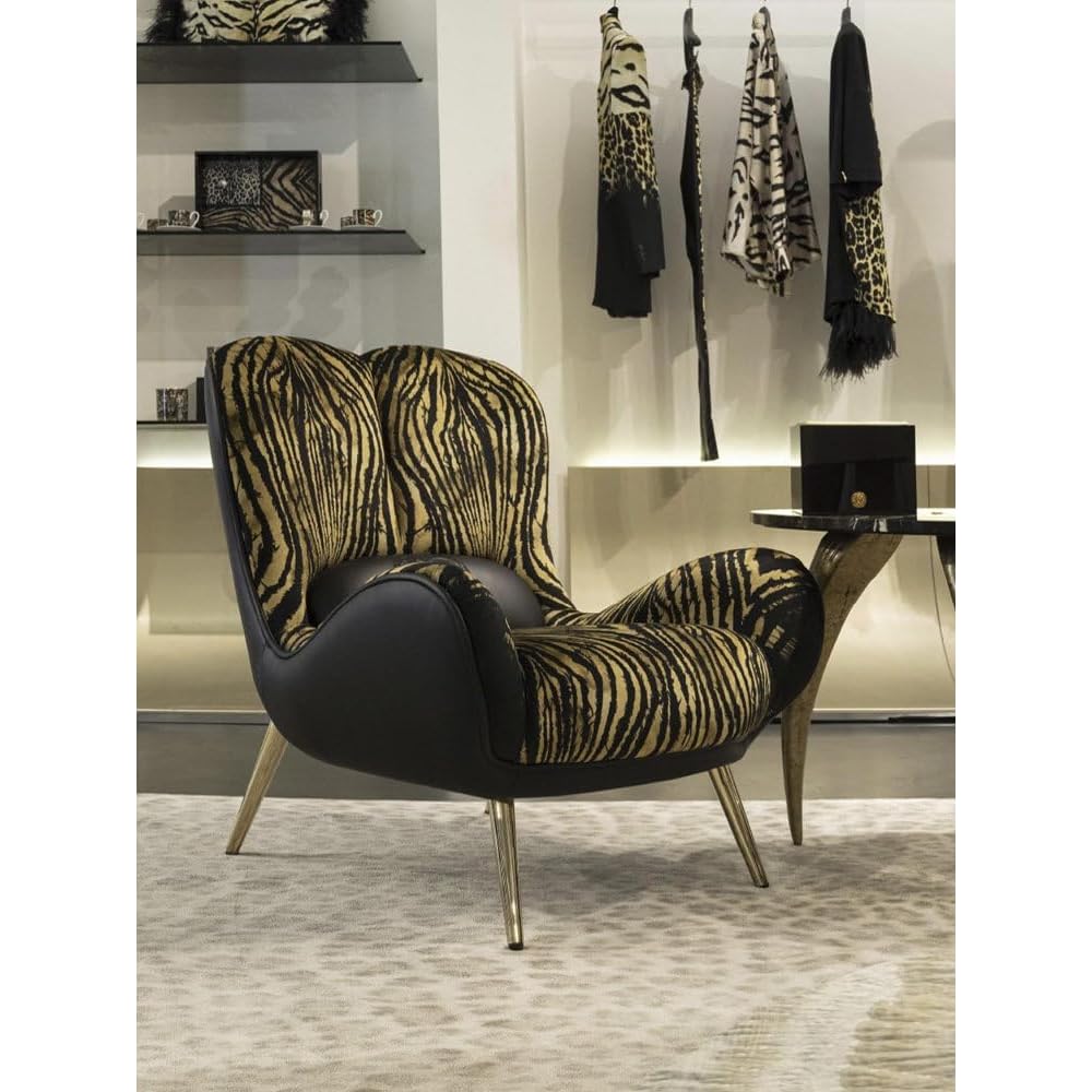 Modern Zebra Pattern Accent Chair, Luxury Upholstered Lounge Armchair for Living Room, Bedroom, Reading Nook and Contemporary Interiors (Multi-Color 3)